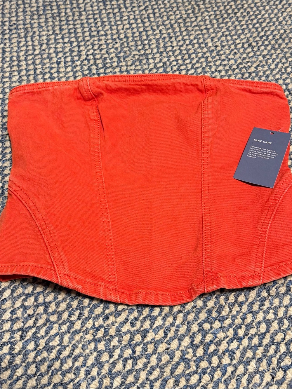 Women’s Red/Orange High-Waist Corset Jean Top
